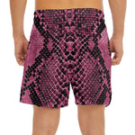 Pink And Black Snakeskin Print Men's Split Running Shorts