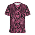 Pink And Black Snakeskin Print Men's Athletic T-Shirt