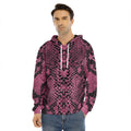 Pink And Black Snakeskin Print Men's Velvet Pullover Hoodie