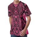 Pink And Black Snakeskin Print Men's Velvet T-Shirt