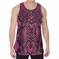 Pink And Black Snakeskin Print Men's Velvet Tank Top
