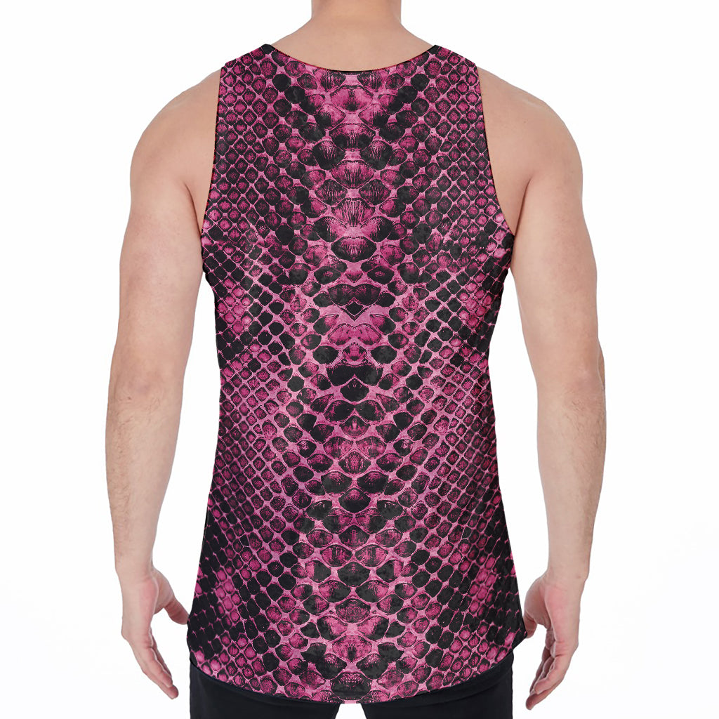 Pink And Black Snakeskin Print Men's Velvet Tank Top