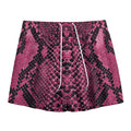 Pink And Black Snakeskin Print Mesh Shorts