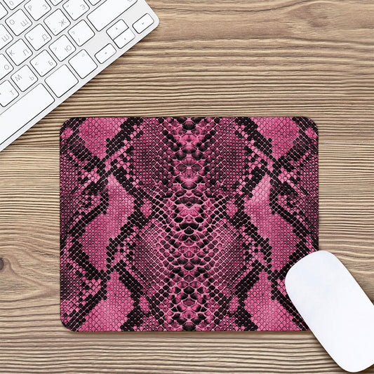 Pink And Black Snakeskin Print Mouse Pad
