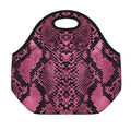 Pink And Black Snakeskin Print Neoprene Lunch Bag