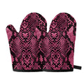 Pink And Black Snakeskin Print Oven Mitts