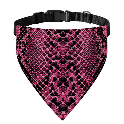Pink And Black Snakeskin Print Over The Collar Dog Bandana
