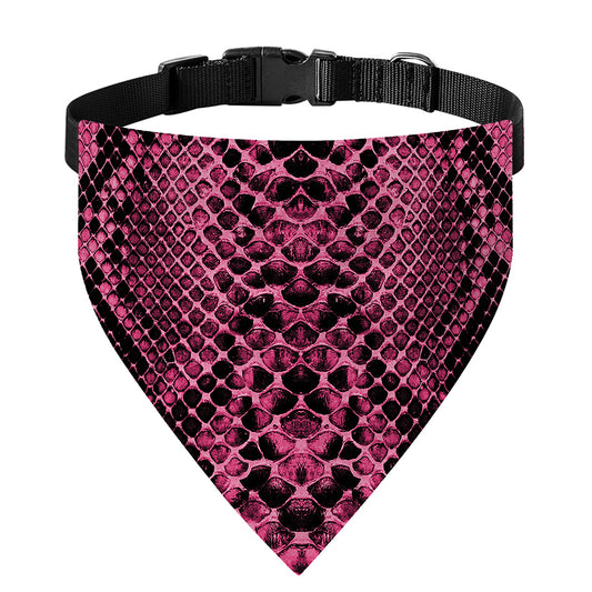 Pink And Black Snakeskin Print Over The Collar Dog Bandana
