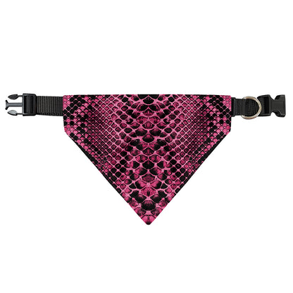 Pink And Black Snakeskin Print Over The Collar Dog Bandana