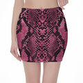 Pink And Black Snakeskin Print Pencil Mini Skirt