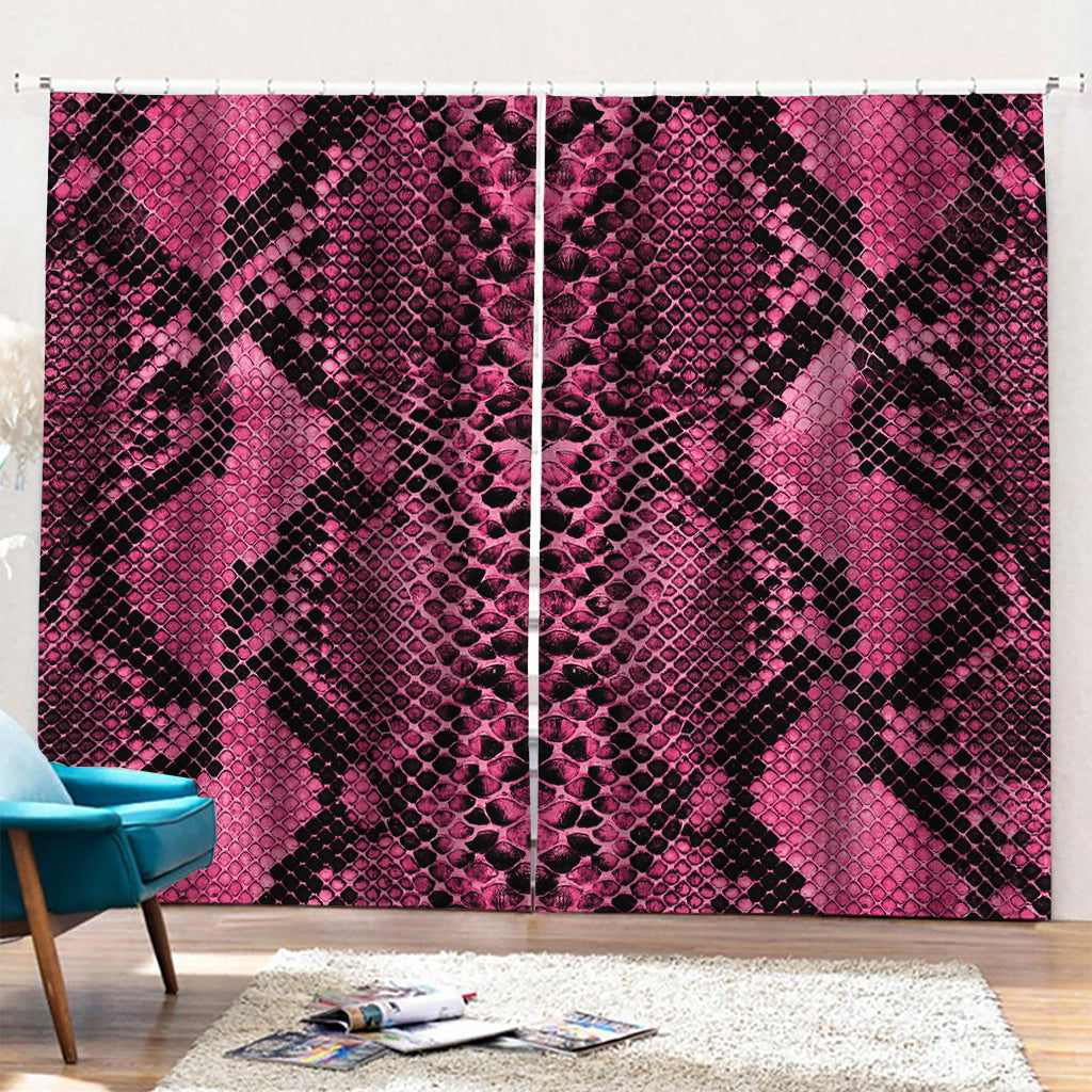 Pink And Black Snakeskin Print Pencil Pleat Curtains