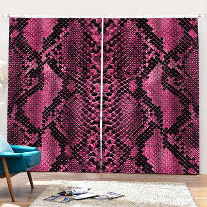 Pink And Black Snakeskin Print Pencil Pleat Curtains