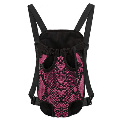 Pink And Black Snakeskin Print Pet Carrier Backpack