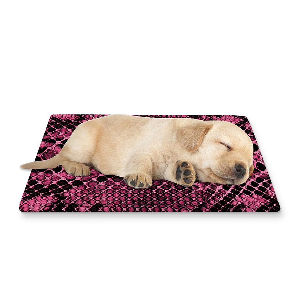Pink And Black Snakeskin Print Pet Cooling Mat Cover