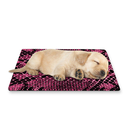 Pink And Black Snakeskin Print Pet Cooling Mat Cover