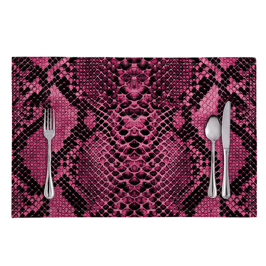 Pink And Black Snakeskin Print Placemat