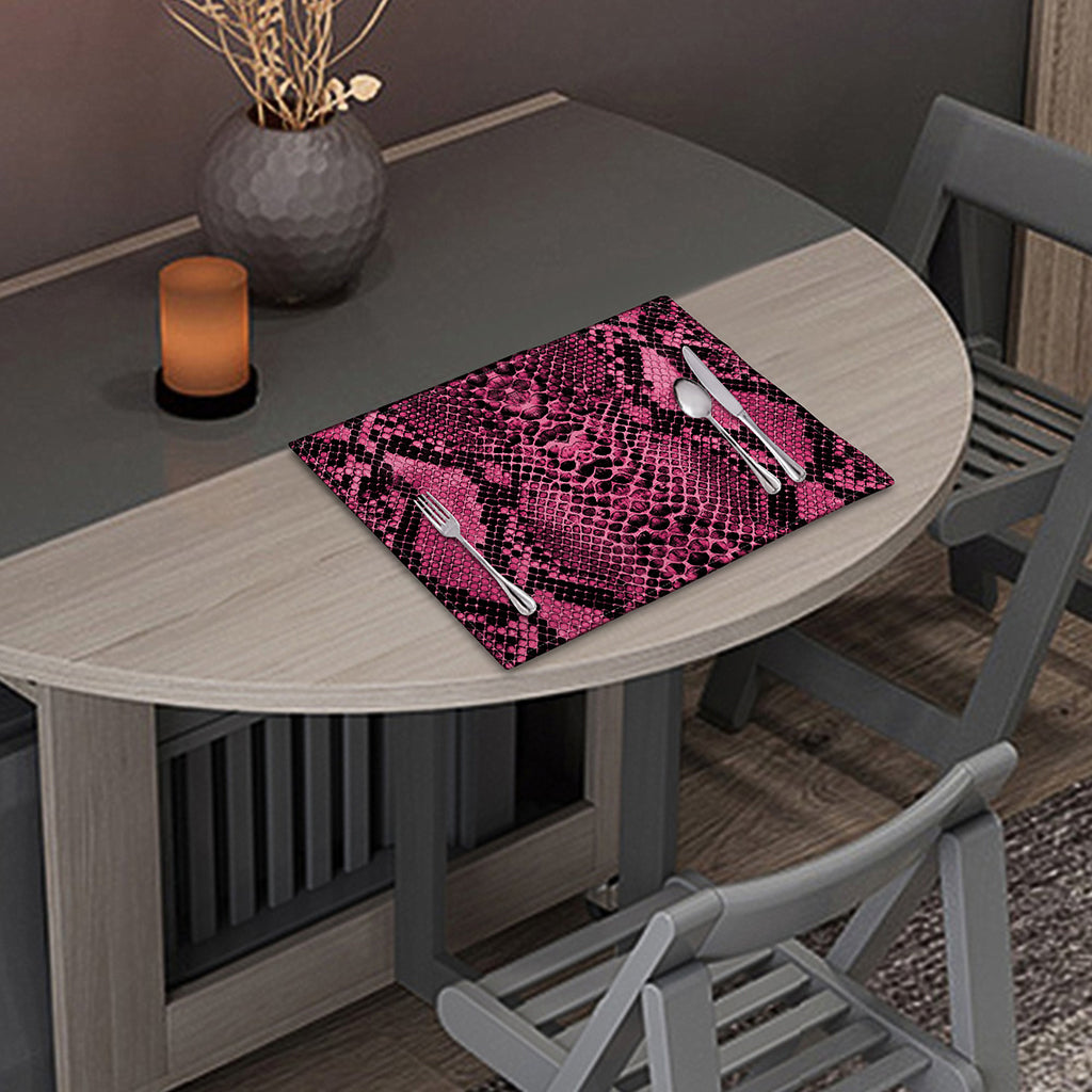 Pink And Black Snakeskin Print Placemat