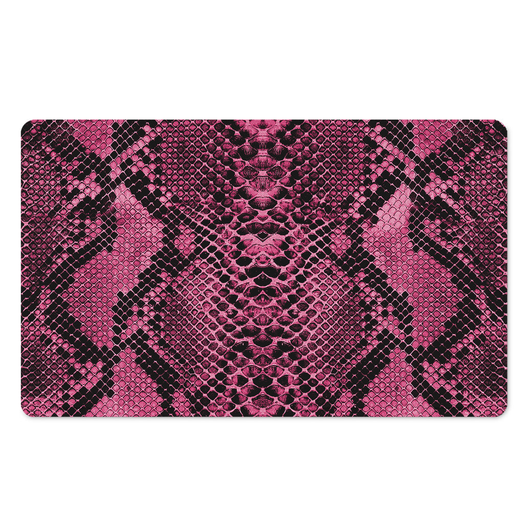 Pink And Black Snakeskin Print Polyester Doormat