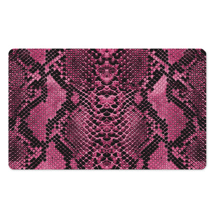Pink And Black Snakeskin Print Polyester Doormat