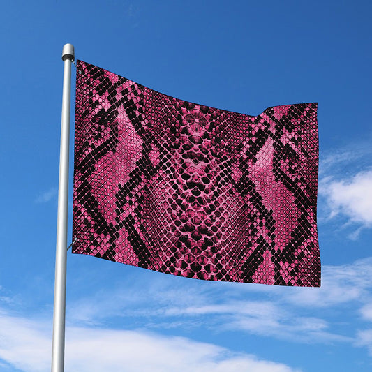 Pink And Black Snakeskin Print Polyester Flag