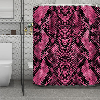 Pink And Black Snakeskin Print Polyester Shower Curtain