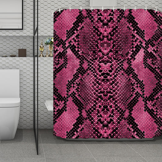 Pink And Black Snakeskin Print Polyester Shower Curtain