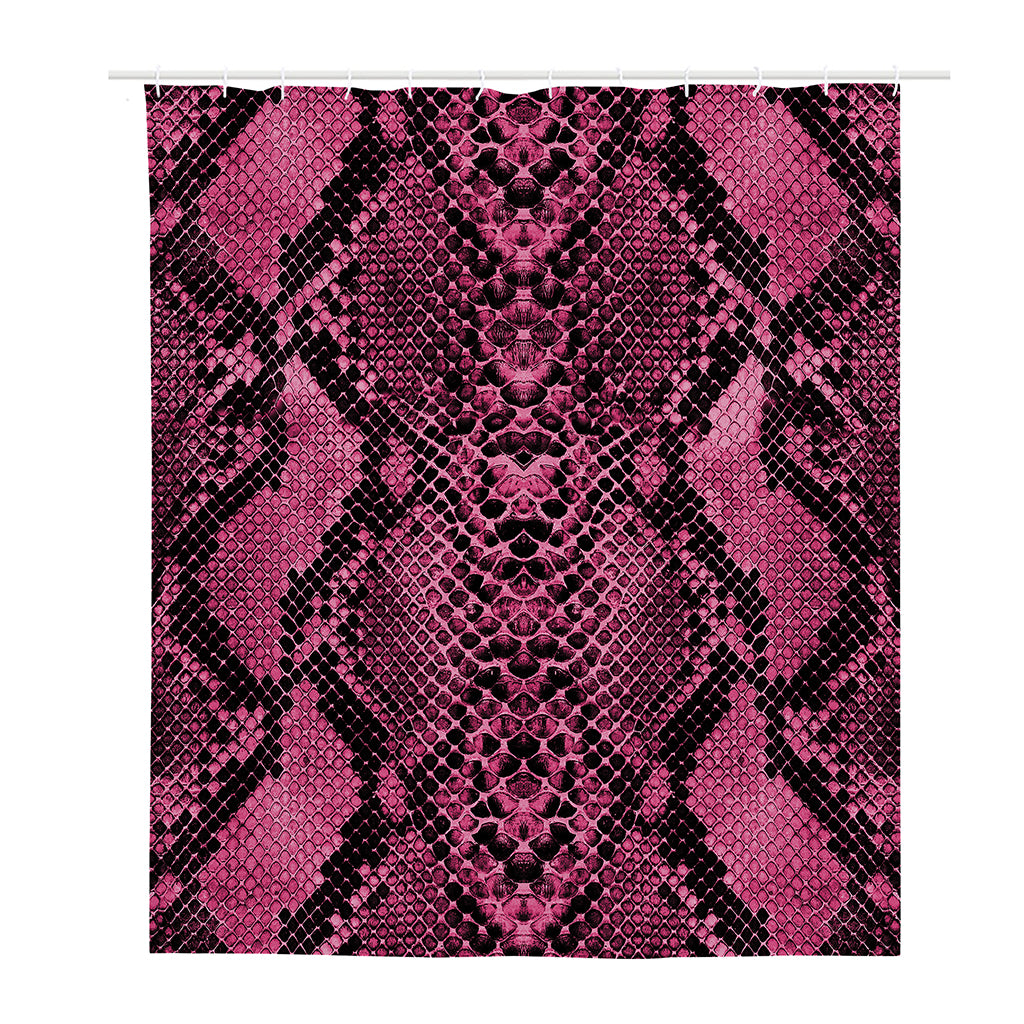 Pink And Black Snakeskin Print Polyester Shower Curtain