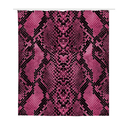 Pink And Black Snakeskin Print Polyester Shower Curtain