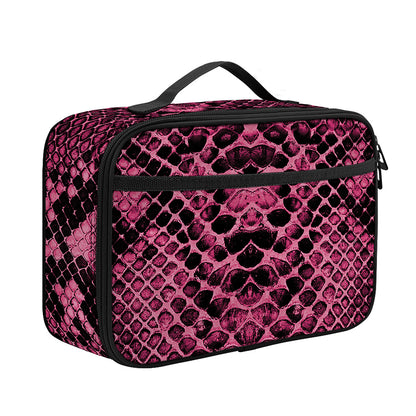Pink And Black Snakeskin Print Portable Lunch Bag