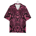 Pink And Black Snakeskin Print Rayon Hawaiian Shirt