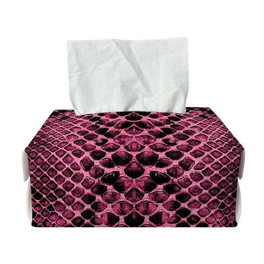 Pink And Black Snakeskin Print Rectangle Tissue Box Cover