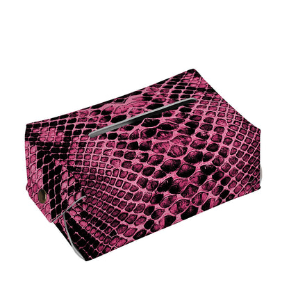 Pink And Black Snakeskin Print Rectangle Tissue Box Cover