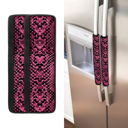 Pink And Black Snakeskin Print Refrigerator Handle Covers