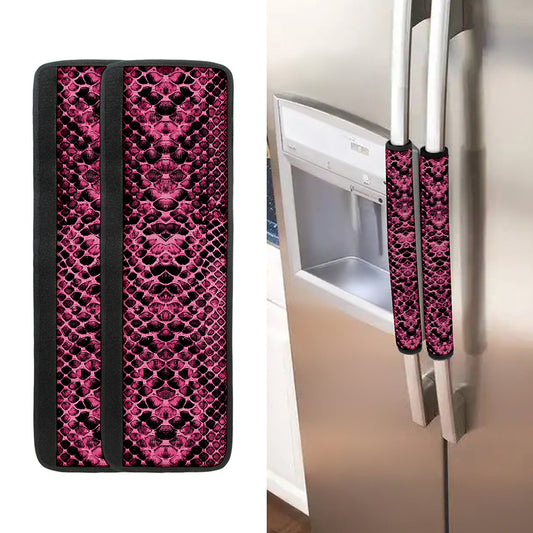 Pink And Black Snakeskin Print Refrigerator Handle Covers