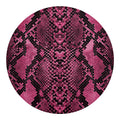 Pink And Black Snakeskin Print Round Blanket