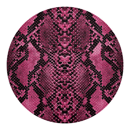 Pink And Black Snakeskin Print Round Blanket