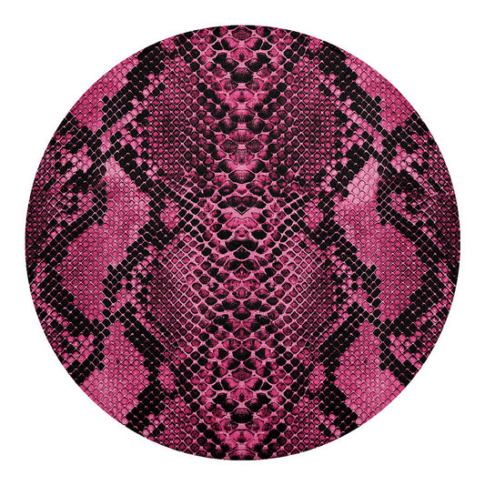 Pink And Black Snakeskin Print Round Blanket
