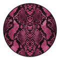 Pink And Black Snakeskin Print Round Floor Mat