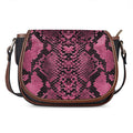 Pink And Black Snakeskin Print Saddle Bag