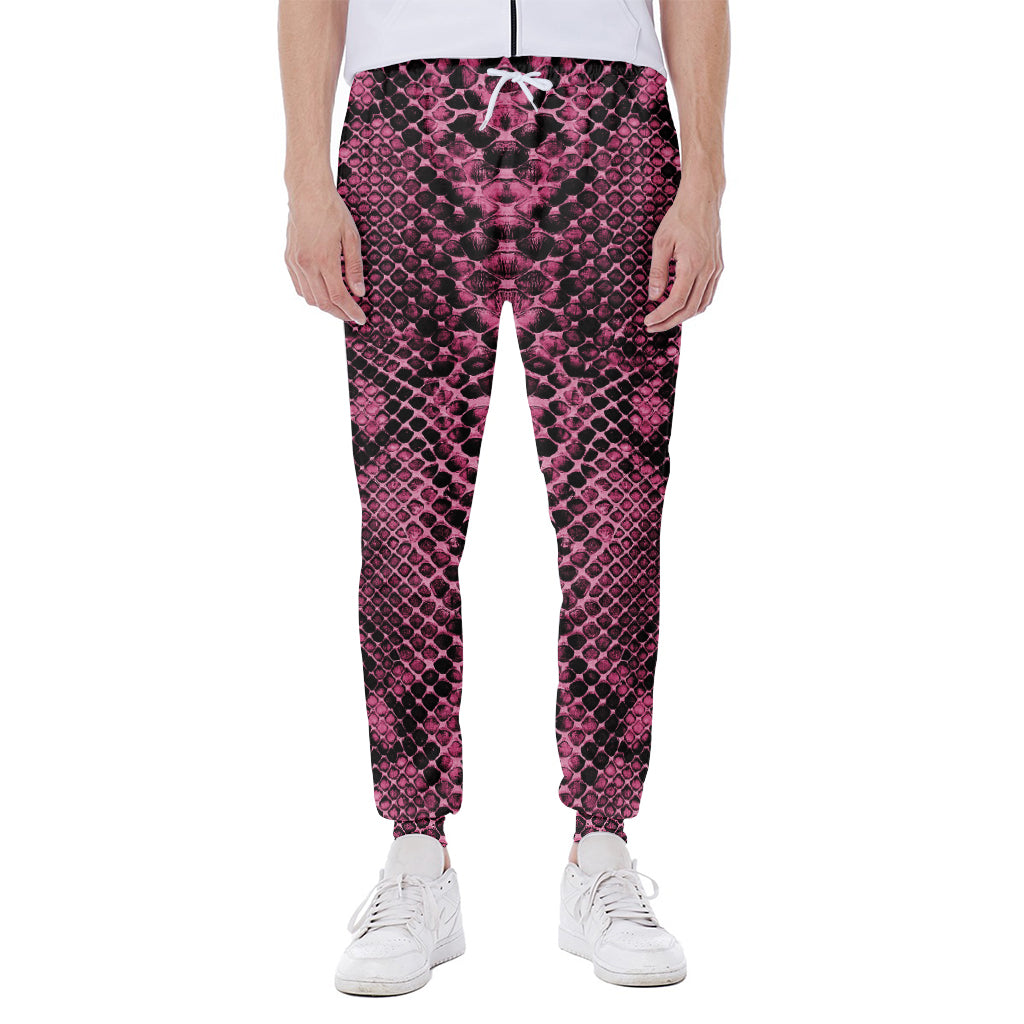 Pink And Black Snakeskin Print Scuba Joggers