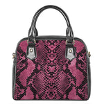 Pink And Black Snakeskin Print Shoulder Handbag