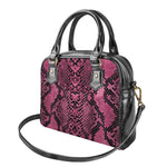 Pink And Black Snakeskin Print Shoulder Handbag