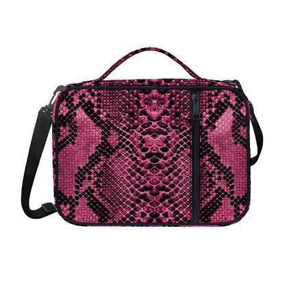 Pink And Black Snakeskin Print Shoulder Strap Bible Bag