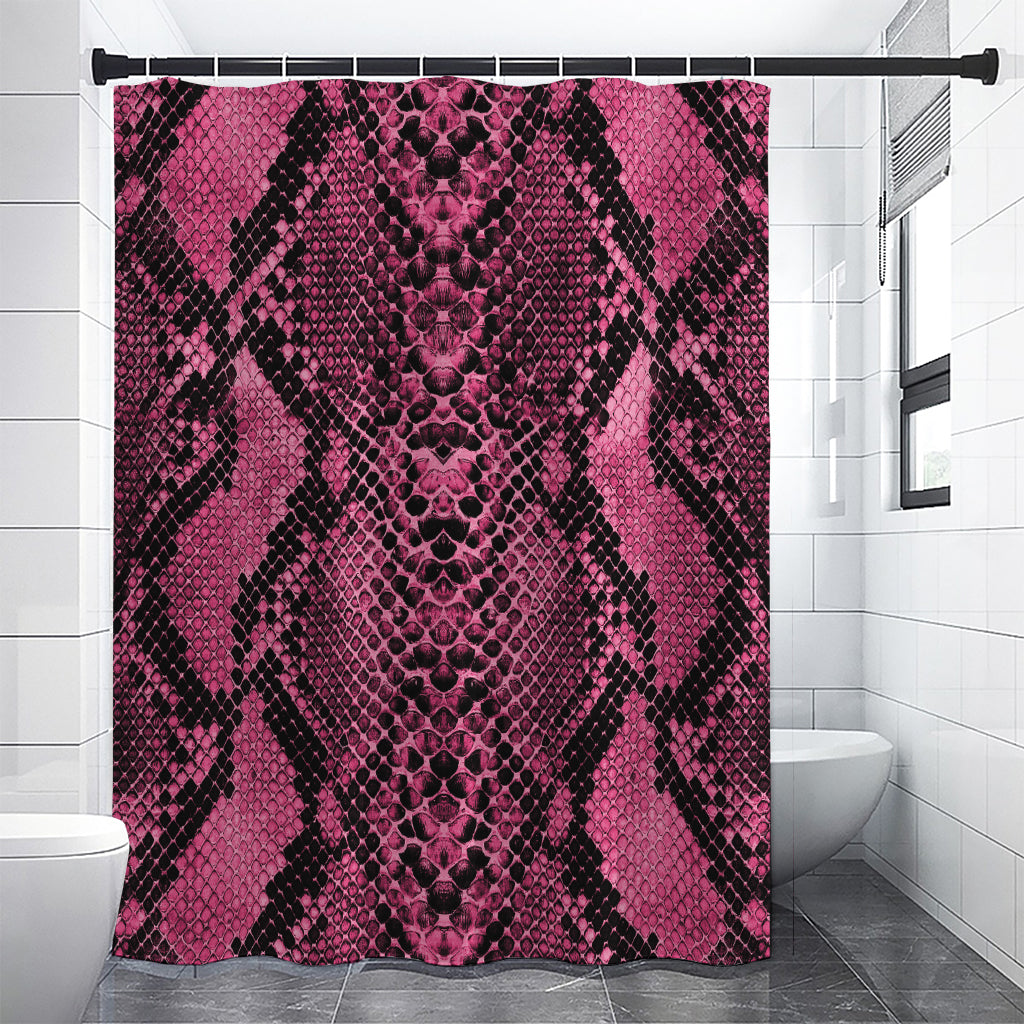 Pink And Black Snakeskin Print Shower Curtain