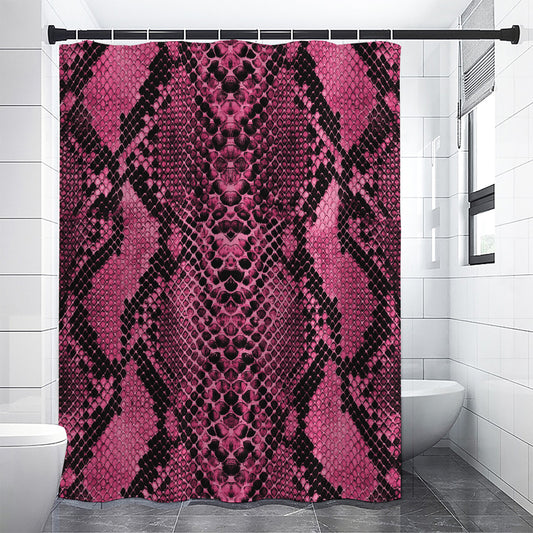 Pink And Black Snakeskin Print Shower Curtain