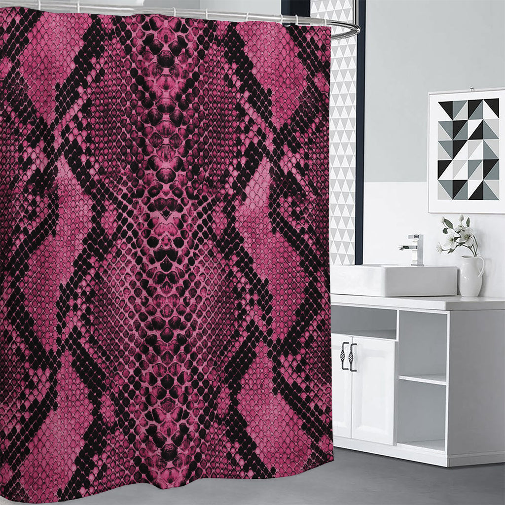 Pink And Black Snakeskin Print Shower Curtain