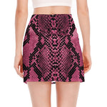 Pink And Black Snakeskin Print Side Slit Mini Skirt