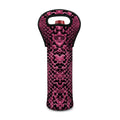 Pink And Black Snakeskin Print Single Neoprene Wine Tote
