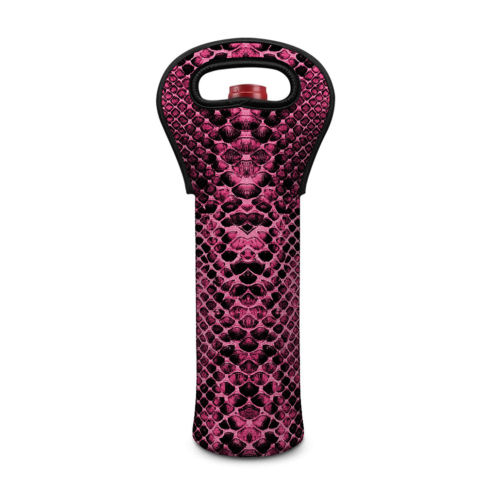 Pink And Black Snakeskin Print Single Neoprene Wine Tote
