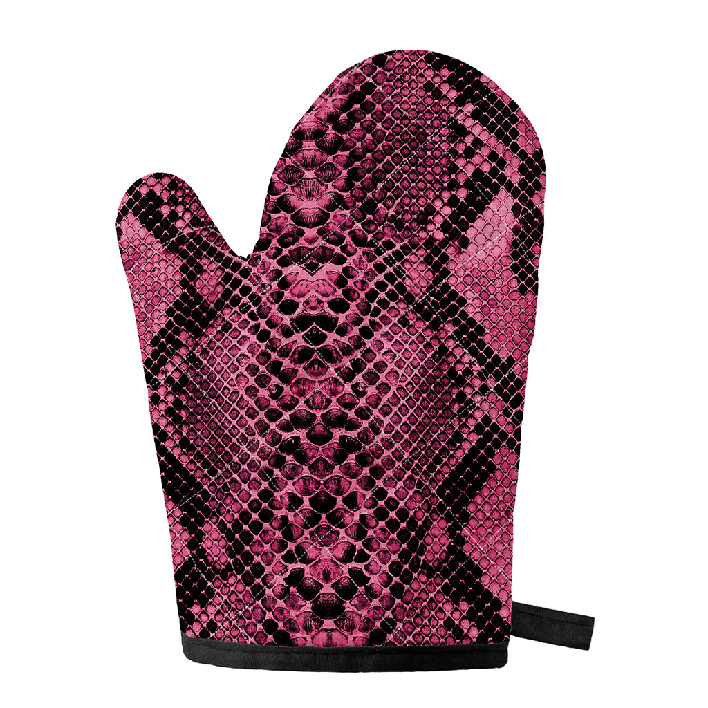 Pink And Black Snakeskin Print Single Oven Mitt